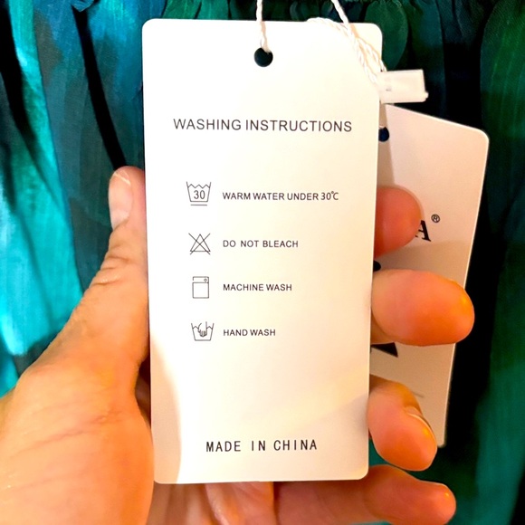 ZESICA Elegant Green and Teal Women's Blouse - Picture 11 of 12